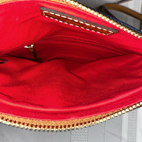 Black Dooney & Bourke Pebble Leather Foldover Purse Crossbody Pockets Dark Navy - Picture 6 of 12